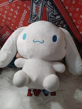 White Cinnamoroll Plush with Blue Embroidered Face Backpack
